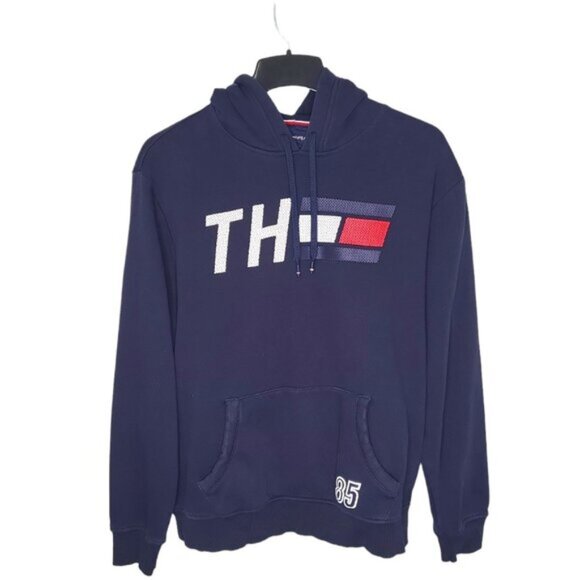 Tommy Hilfiger Sport Men's Size XL Hoodie Reflective Spellouts On Front & Back - Picture 1 of 9